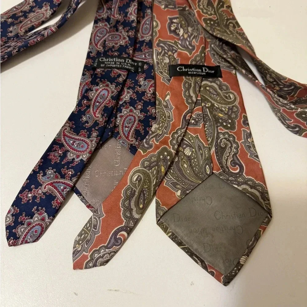 Two gorgeous Christian Dior, silk ties with absolutely beautiful colors / prints